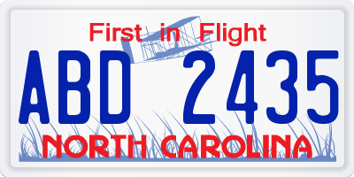NC license plate ABD2435