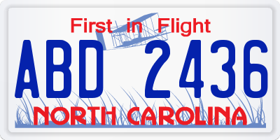 NC license plate ABD2436