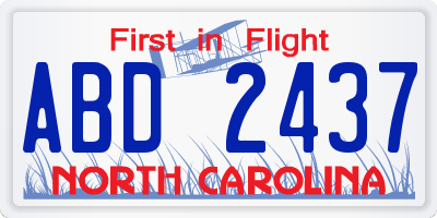 NC license plate ABD2437