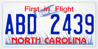NC license plate ABD2439