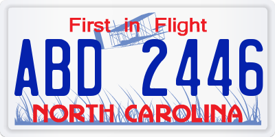 NC license plate ABD2446