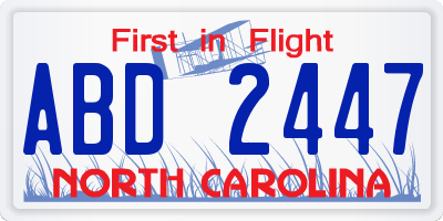 NC license plate ABD2447