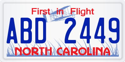 NC license plate ABD2449