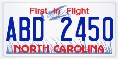 NC license plate ABD2450