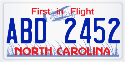 NC license plate ABD2452