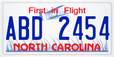NC license plate ABD2454