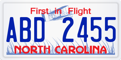 NC license plate ABD2455