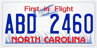 NC license plate ABD2460