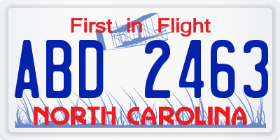NC license plate ABD2463