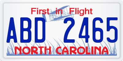 NC license plate ABD2465