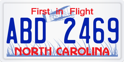NC license plate ABD2469