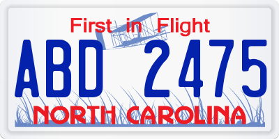 NC license plate ABD2475