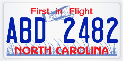 NC license plate ABD2482