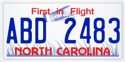 NC license plate ABD2483