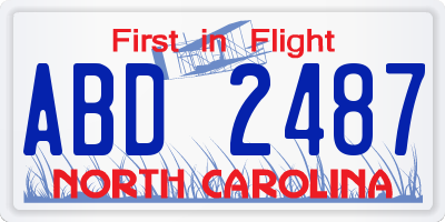 NC license plate ABD2487