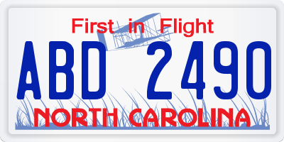 NC license plate ABD2490
