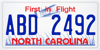 NC license plate ABD2492