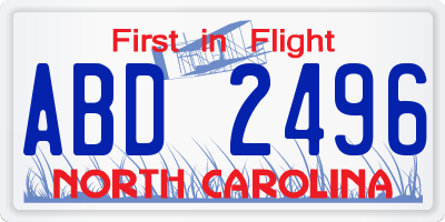 NC license plate ABD2496