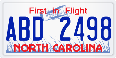 NC license plate ABD2498