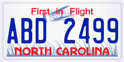 NC license plate ABD2499