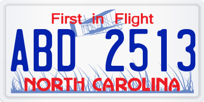 NC license plate ABD2513