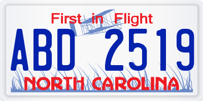 NC license plate ABD2519