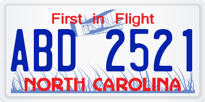 NC license plate ABD2521