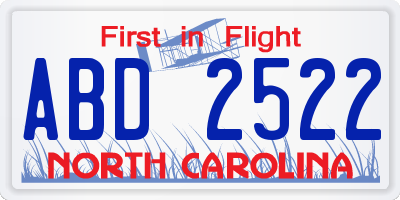 NC license plate ABD2522