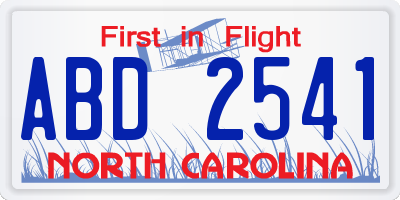 NC license plate ABD2541