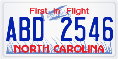 NC license plate ABD2546