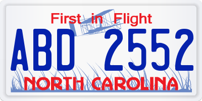 NC license plate ABD2552