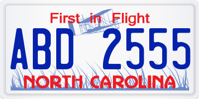 NC license plate ABD2555