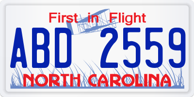 NC license plate ABD2559