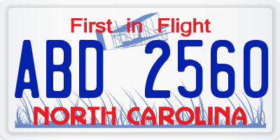 NC license plate ABD2560
