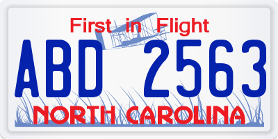 NC license plate ABD2563