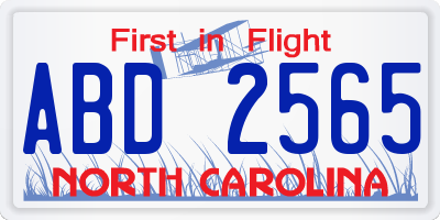 NC license plate ABD2565