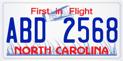 NC license plate ABD2568