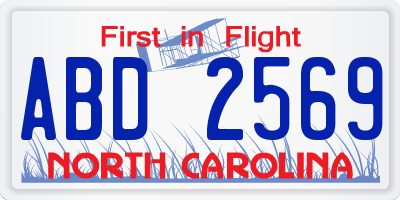 NC license plate ABD2569