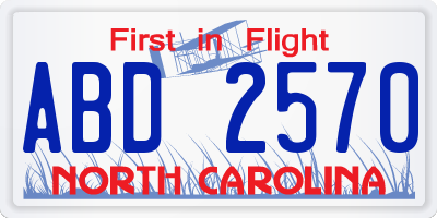 NC license plate ABD2570