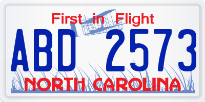 NC license plate ABD2573