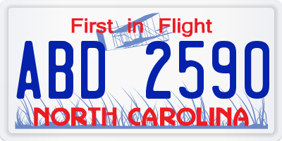 NC license plate ABD2590