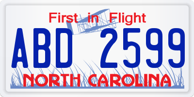 NC license plate ABD2599