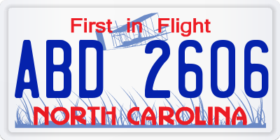 NC license plate ABD2606