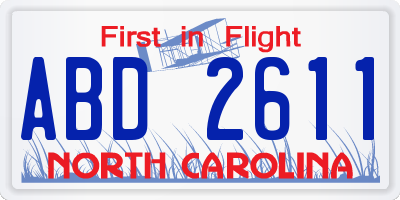 NC license plate ABD2611