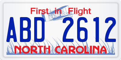 NC license plate ABD2612