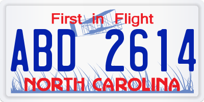 NC license plate ABD2614