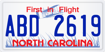 NC license plate ABD2619