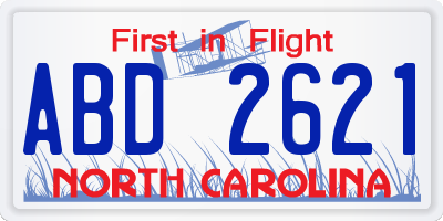NC license plate ABD2621