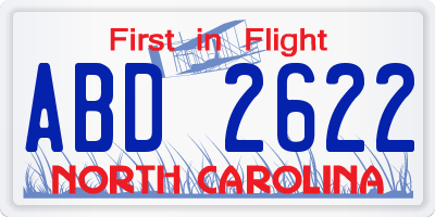 NC license plate ABD2622