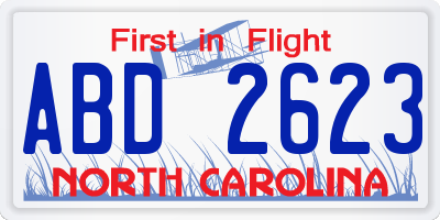 NC license plate ABD2623